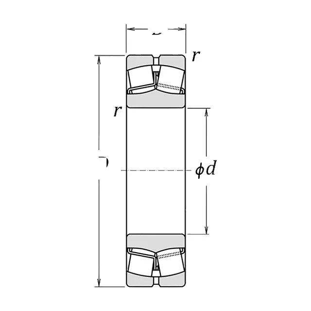 22208 spherical roller bearing dimension diagram bore OD width