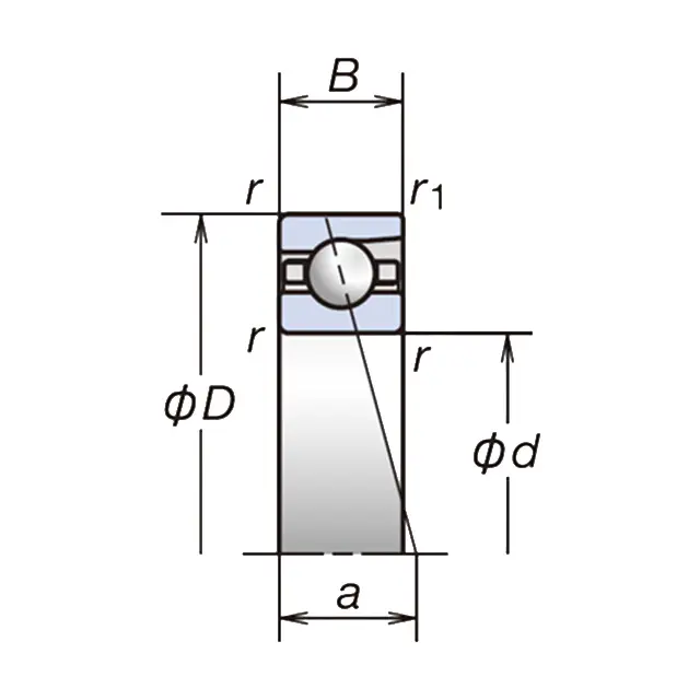 7006C bearing dimension diagram with bore and OD markings
