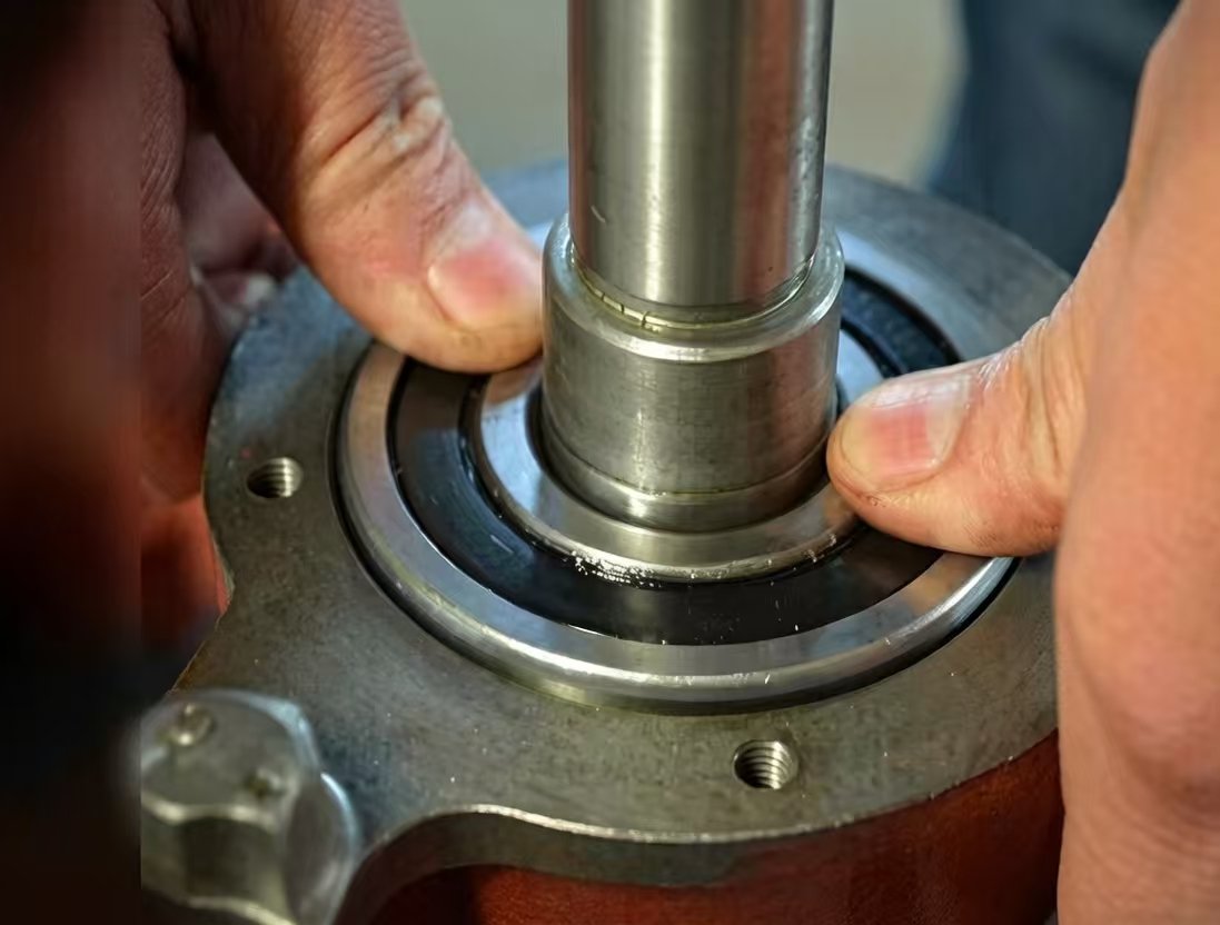 Bearing mounting techniques guide showing proper installation tools and setup for deep groove ball bearings