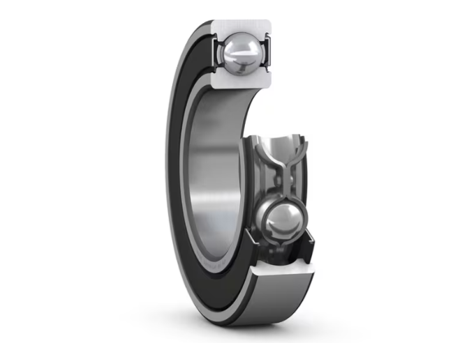 6205 2RS bearing angled product view showing sealed design