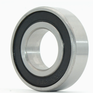 6205 2RS bearing front view with rubber seals on both sides